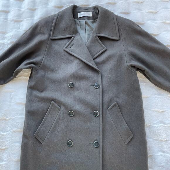 🔥VTG 90s Union Made Jones New York Double Breasted Wool Overcoat Old Money M-XL - Picture 6 of 16